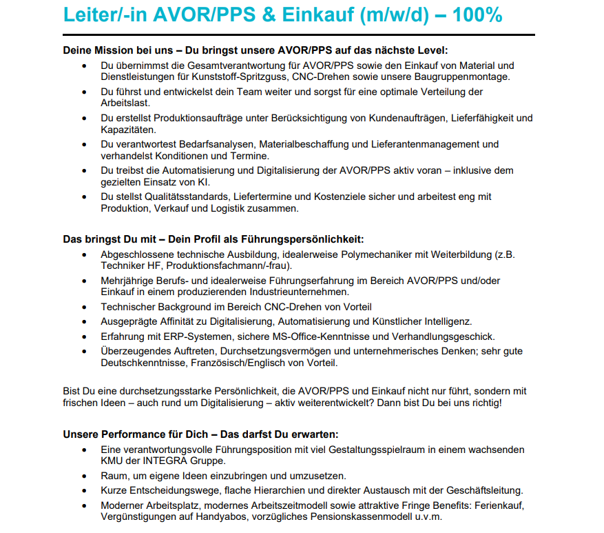 Jobs Grenchen Industrie